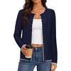 MEROKEETY Women’s Long Sleeve Button Down Cardigan Sweater 2026 Fall Trendy Open Front Crew Neck Soft Knitted Sweaters Coat(Navy)