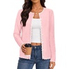 MEROKEETY Women’s Long Sleeve Button Down Cardigan Sweater 2026 Fall Trendy Open Front Crew Neck Soft Knitted Sweaters Coat(Pink)