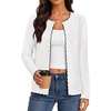 MEROKEETY Women’s Long Sleeve Button Down Cardigan Sweater 2026 Fall Trendy Open Front Crew Neck Soft Knitted Sweaters Coat(White)