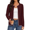 MEROKEETY Women’s Long Sleeve Button Down Cardigan Sweater 2026 Fall Trendy Open Front Crew Neck Soft Knitted Sweaters Coat(Wine)