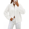 MEROKEETY Womens Long Sleeve Chunky Knit Mock Neck Cardigan Sweaters 2026 | Zip Up Ribbed Tops, Open Front Jackets Coats, Drop Shoulder Outerwear, Trendy Outfits, Fall Fashion, Warm Winter Clothing(White)