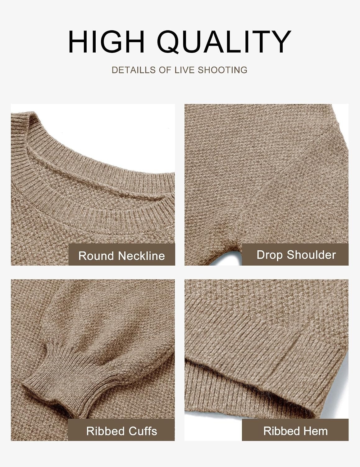 image:imageMEROKEETY Womens Fall Cozy Cute Heathered Knit Loose Pullover Sweaters 2026 Ladies Trendy Winter Relaxed Oversized Fit Crew Neck Casual Long Sleeve Slouchy Warm Holiday Jumper TopsMocha