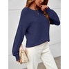 MEROKEETY Womens Fall Cozy Cute Heathered Knit Loose Pullover Sweaters 2026 | Ladies, Trendy, Winter, Relaxed Oversized Fit, Crew Neck, Casual, Long Sleeve, Slouchy, Warm, Holiday, Jumper Tops(Navy)