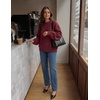 MEROKEETY Womens Fall Cozy Cute Heathered Knit Loose Pullover Sweaters 2026 | Ladies, Trendy, Winter, Relaxed Oversized Fit, Crew Neck, Casual, Long Sleeve, Slouchy, Warm, Holiday, Jumper Tops(Burgundy)