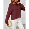 MEROKEETY Womens Fall Cozy Cute Heathered Knit Loose Pullover Sweaters 2026 | Ladies, Trendy, Winter, Relaxed Oversized Fit, Crew Neck, Casual, Long Sleeve, Slouchy, Warm, Holiday, Jumper Tops(Burgundy)