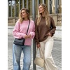 MEROKEETY Womens Fall Cozy Cute Heathered Knit Loose Pullover Sweaters 2026 | Ladies, Trendy, Winter, Relaxed Oversized Fit, Crew Neck, Casual, Long Sleeve, Slouchy, Warm, Holiday, Jumper Tops(Coffee)