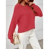 MEROKEETY Womens Fall Cozy Cute Heathered Knit Loose Pullover Sweaters 2026 | Ladies, Trendy, Winter, Relaxed Oversized Fit, Crew Neck, Casual, Long Sleeve, Slouchy, Warm, Holiday, Jumper Tops(Red)