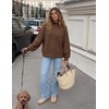 MEROKEETY Womens Fall Cozy Cute Heathered Knit Loose Pullover Sweaters 2026 | Ladies, Trendy, Winter, Relaxed Oversized Fit, Crew Neck, Casual, Long Sleeve, Slouchy, Warm, Holiday, Jumper Tops(Coffee)