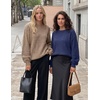 MEROKEETY Womens Fall Cozy Cute Heathered Knit Loose Pullover Sweaters 2026 | Ladies, Trendy, Winter, Relaxed Oversized Fit, Crew Neck, Casual, Long Sleeve, Slouchy, Warm, Holiday, Jumper Tops(Navy)