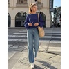 MEROKEETY Womens Fall Cozy Cute Heathered Knit Loose Pullover Sweaters 2026 | Ladies, Trendy, Winter, Relaxed Oversized Fit, Crew Neck, Casual, Long Sleeve, Slouchy, Warm, Holiday, Jumper Tops(Navy)