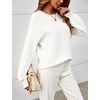 MEROKEETY Womens Fall Cozy Cute Heathered Knit Loose Pullover Sweaters 2026 | Ladies, Trendy, Winter, Relaxed Oversized Fit, Crew Neck, Casual, Long Sleeve, Slouchy, Warm, Holiday, Jumper Tops(Offwhite)