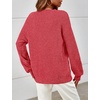 MEROKEETY Womens Fall Cozy Cute Heathered Knit Loose Pullover Sweaters 2026 | Ladies, Trendy, Winter, Relaxed Oversized Fit, Crew Neck, Casual, Long Sleeve, Slouchy, Warm, Holiday, Jumper Tops(Red)
