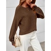 MEROKEETY Womens Fall Cozy Cute Heathered Knit Loose Pullover Sweaters 2026 | Ladies, Trendy, Winter, Relaxed Oversized Fit, Crew Neck, Casual, Long Sleeve, Slouchy, Warm, Holiday, Jumper Tops(Coffee)