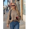 MEROKEETY Womens Fall Cozy Cute Heathered Knit Loose Pullover Sweaters 2026 | Ladies, Trendy, Winter, Relaxed Oversized Fit, Crew Neck, Casual, Long Sleeve, Slouchy, Warm, Holiday, Jumper Tops(Mocha)