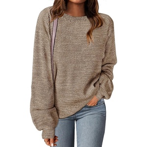 MEROKEETY Womens Fall Cozy Cute Heathered Knit Loose Pullover Sweaters 2026 | Ladies, Trendy, Winter, Relaxed Oversized Fit, Crew Neck, Casual, Long Sleeve, Slouchy, Warm, Holiday, Jumper Tops(Mocha)