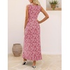 MEROKEETY Women’s Summer Floral Ruffle Maxi Dress High Slit Sleeveless Bodycon Formal Cocktail Wedding Guest Prom Dresses(Dustypink)