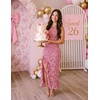 MEROKEETY Women’s Summer Floral Ruffle Maxi Dress High Slit Sleeveless Bodycon Formal Cocktail Wedding Guest Prom Dresses(Dustypink)