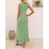 MEROKEETY Women’s Summer Floral Ruffle Maxi Dress High Slit Sleeveless Bodycon Formal Cocktail Wedding Guest Prom Dresses(Lightgreen)