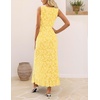MEROKEETY Women’s Summer Floral Ruffle Maxi Dress High Slit Sleeveless Bodycon Formal Cocktail Wedding Guest Prom Dresses(Yellow)