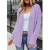 MEROKEETY Women’s 2026 Long Sleeve Cable Knit Cardigan Sweaters Open Front Fall Outerwear Coat Pockets(Purple)