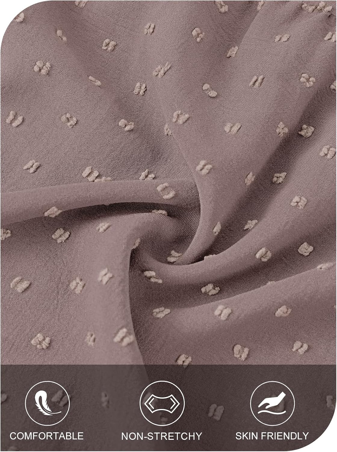 image:imageMEROKEETY Womens Fall Long Sleeve Swiss Dots Boho Maxi Dress Puff SleeveV Neck Wedding Guest Cocktail Long Dresses Double Layers Tiered Hem Elegant Classy Modern DressPocketsMocha