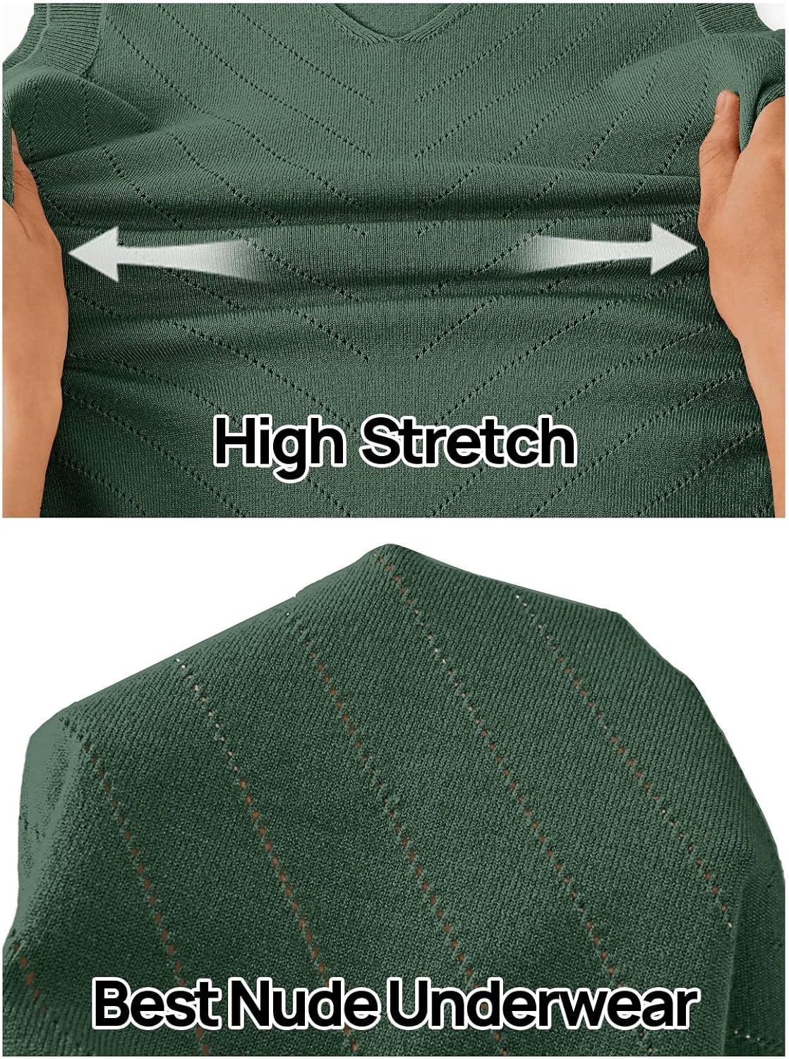 image:imageWomens Summer Sleeveless Eyelet Tank Top V Neck Lightweight Sweater Vest 2026 Knitted Business Casual Stretchable Ribbed Relaxed Breathable Dressy Blouse Shirts Layering Fall Outfit ClothesDustygreen