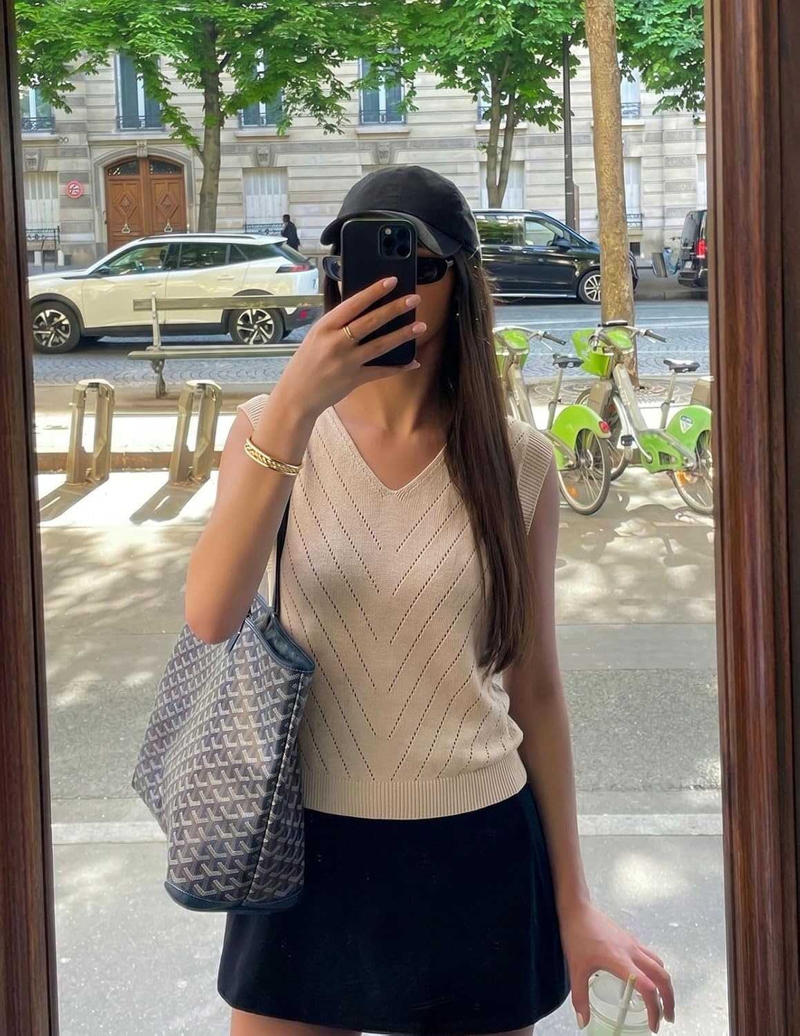 image:imageWomens Summer Sleeveless Eyelet Tank Top V Neck Lightweight Sweater Vest 2026 Knitted Business Casual Stretchable Ribbed Relaxed Breathable Dressy Blouse Shirts Layering Fall Outfit ClothesApricot