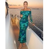 MEROKEETY Womens Fall Off Shoulder Floral Bodycon Wedding Guest Maxi Dress | 2026 Long Sleeve, Formal Cocktail, Elegant Party Dinner Long Dress, Date Night, Bridal Shower, Floral Mesh, Prom Dresses(Green)