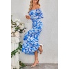 MEROKEETY Womens Fall Off Shoulder Floral Bodycon Wedding Guest Maxi Dress | 2026 Long Sleeve, Formal Cocktail, Elegant Party Dinner Long Dress, Date Night, Bridal Shower, Floral Mesh, Prom Dresses(Blue)