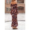 MEROKEETY Womens Fall Off Shoulder Floral Bodycon Wedding Guest Maxi Dress | 2026 Long Sleeve, Formal Cocktail, Elegant Party Dinner Long Dress, Date Night, Bridal Shower, Floral Mesh, Prom Dresses(Brown)
