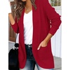MEROKEETY Womens Long Sleeve Open Front Cardigans Chunky Knit Draped Sweaters Outwear(Red)