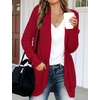 MEROKEETY Womens Long Sleeve Open Front Cardigans Chunky Knit Draped Sweaters Outwear(Red)