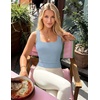 MEROKEETY Womens Summer Casual Ribbed Knit Square Neck Basic Tank Tops 2026 | Fitted, Sleeveless Sweater Top, Trendy Shirt, Versatile Clothes, Stretchable, Soft, Simple Outfit, Classy, Layering Blouse(Skyblue)