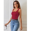 MEROKEETY Womens Summer Casual Ribbed Knit Square Neck Basic Tank Tops 2026 | Fitted, Sleeveless Sweater Top, Trendy Shirt, Versatile Clothes, Stretchable, Soft, Simple Outfit, Classy, Layering Blouse(Red)