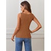 MEROKEETY Womens Summer Casual Ribbed Knit Square Neck Basic Tank Tops 2026 | Fitted, Sleeveless Sweater Top, Trendy Shirt, Versatile Clothes, Stretchable, Soft, Simple Outfit, Classy, Layering Blouse(Caramel)