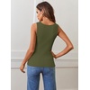 MEROKEETY Womens Summer Casual Ribbed Knit Square Neck Basic Tank Tops 2026 | Fitted, Sleeveless Sweater Top, Trendy Shirt, Versatile Clothes, Stretchable, Soft, Simple Outfit, Classy, Layering Blouse(Olive)