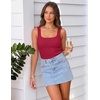 MEROKEETY Womens Summer Casual Ribbed Knit Square Neck Basic Tank Tops 2026 | Fitted, Sleeveless Sweater Top, Trendy Shirt, Versatile Clothes, Stretchable, Soft, Simple Outfit, Classy, Layering Blouse(Red)