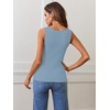 MEROKEETY Womens Summer Casual Ribbed Knit Square Neck Basic Tank Tops 2026 | Fitted, Sleeveless Sweater Top, Trendy Shirt, Versatile Clothes, Stretchable, Soft, Simple Outfit, Classy, Layering Blouse(Skyblue)
