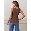 MEROKEETY Womens Summer Casual Ribbed Knit Square Neck Basic Tank Tops 2026 | Fitted, Sleeveless Sweater Top, Trendy Shirt, Versatile Clothes, Stretchable, Soft, Simple Outfit, Classy, Layering Blouse(Coffee)