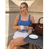 MEROKEETY Womens Summer Casual Ribbed Knit Square Neck Basic Tank Tops 2026 | Fitted, Sleeveless Sweater Top, Trendy Shirt, Versatile Clothes, Stretchable, Soft, Simple Outfit, Classy, Layering Blouse(Blue)