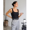 MEROKEETY Womens Summer Casual Ribbed Knit Square Neck Basic Tank Tops 2026 | Fitted, Sleeveless Sweater Top, Trendy Shirt, Versatile Clothes, Stretchable, Soft, Simple Outfit, Classy, Layering Blouse(Black)