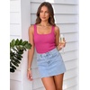MEROKEETY Womens Summer Casual Ribbed Knit Square Neck Basic Tank Tops 2026 | Fitted, Sleeveless Sweater Top, Trendy Shirt, Versatile Clothes, Stretchable, Soft, Simple Outfit, Classy, Layering Blouse(Rose)