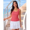 MEROKEETY Womens Summer Casual Ribbed Knit Square Neck Basic Tank Tops 2026 | Fitted, Sleeveless Sweater Top, Trendy Shirt, Versatile Clothes, Stretchable, Soft, Simple Outfit, Classy, Layering Blouse(Watermelon)