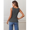 MEROKEETY Womens Summer Casual Ribbed Knit Square Neck Basic Tank Tops 2026 | Fitted, Sleeveless Sweater Top, Trendy Shirt, Versatile Clothes, Stretchable, Soft, Simple Outfit, Classy, Layering Blouse(Darkgrey)