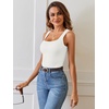 MEROKEETY Womens Summer Casual Ribbed Knit Square Neck Basic Tank Tops 2026 | Fitted, Sleeveless Sweater Top, Trendy Shirt, Versatile Clothes, Stretchable, Soft, Simple Outfit, Classy, Layering Blouse(White)