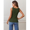MEROKEETY Womens Summer Casual Ribbed Knit Square Neck Basic Tank Tops 2026 | Fitted, Sleeveless Sweater Top, Trendy Shirt, Versatile Clothes, Stretchable, Soft, Simple Outfit, Classy, Layering Blouse(Armygreen)