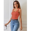 MEROKEETY Womens Summer Casual Ribbed Knit Square Neck Basic Tank Tops 2026 | Fitted, Sleeveless Sweater Top, Trendy Shirt, Versatile Clothes, Stretchable, Soft, Simple Outfit, Classy, Layering Blouse(Orange)