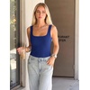 MEROKEETY Womens Summer Casual Ribbed Knit Square Neck Basic Tank Tops 2026 | Fitted, Sleeveless Sweater Top, Trendy Shirt, Versatile Clothes, Stretchable, Soft, Simple Outfit, Classy, Layering Blouse(Royalblue)