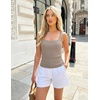 MEROKEETY Womens Summer Casual Ribbed Knit Square Neck Basic Tank Tops 2026 | Fitted, Sleeveless Sweater Top, Trendy Shirt, Versatile Clothes, Stretchable, Soft, Simple Outfit, Classy, Layering Blouse(Cashmere)