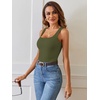 MEROKEETY Womens Summer Casual Ribbed Knit Square Neck Basic Tank Tops 2026 | Fitted, Sleeveless Sweater Top, Trendy Shirt, Versatile Clothes, Stretchable, Soft, Simple Outfit, Classy, Layering Blouse(Olive)